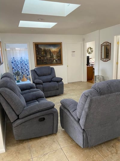Comfortable seating area in a senior care home