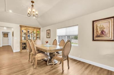 Bright dining area with elegant furniture
