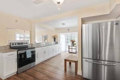 Bright kitchen area with modern appliances