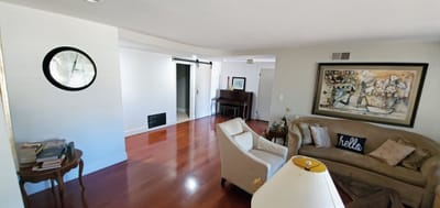Bright interior common area with seating and decor