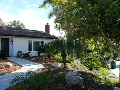 Exterior view of a residential facility with landscaping