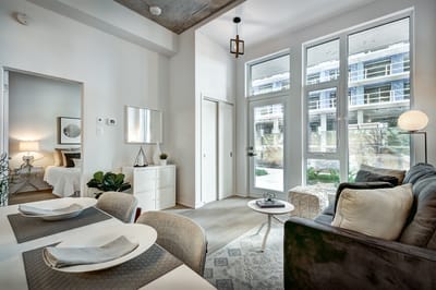 Bright, modern interior of a living space.