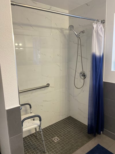 Accessible shower in a resident's bathroom