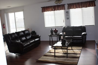Interior living room with seating and decor