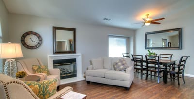 Bright, inviting interior of a common area