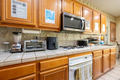A well-equipped kitchen in a senior living facility
