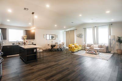 Well-furnished common area with dining and lounge space