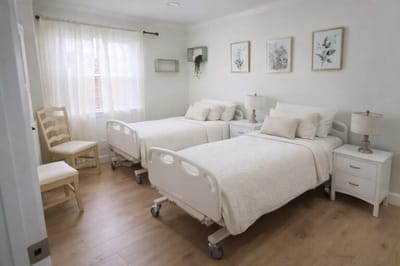 A comfortable shared bedroom with two beds