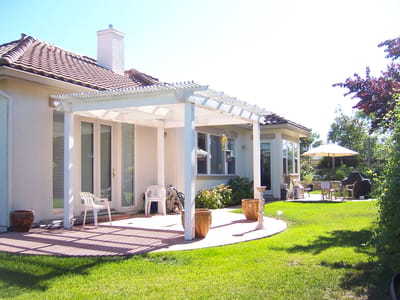 Outdoor patio area at a senior living facility