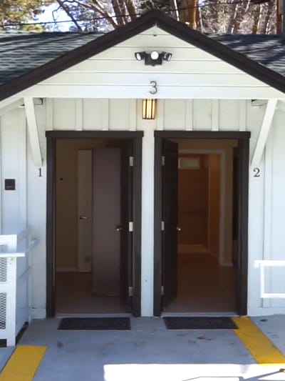 Entrance to resident units with open doors