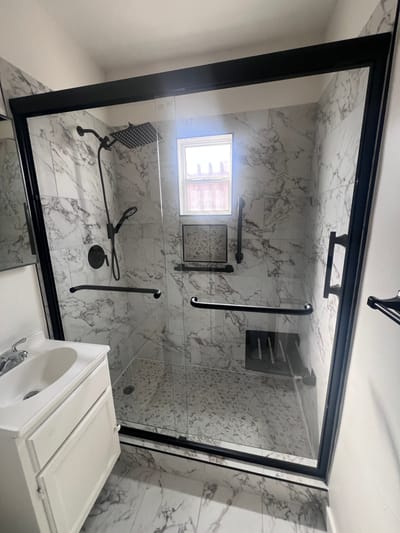 Accessible shower in a modern bathroom