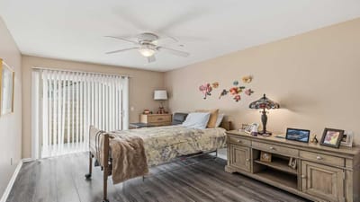 Cozy resident room with a bed and decorations