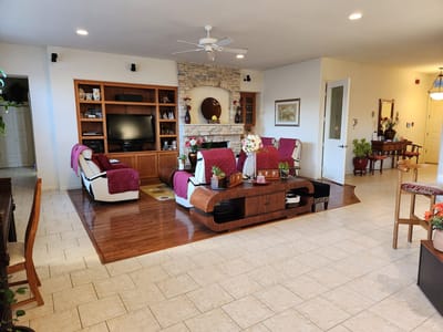 Bright and welcoming common area with seating