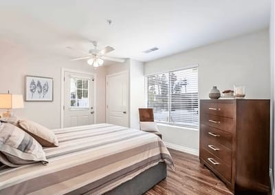 A well-furnished private resident room.