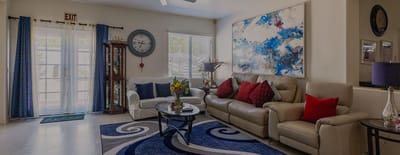 Comfortable living area in a senior care facility