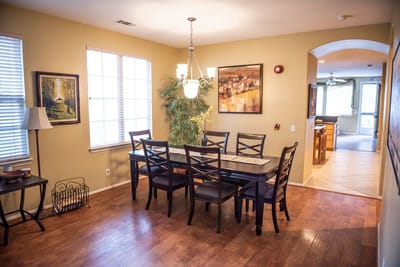 Dining area with a table and chairs