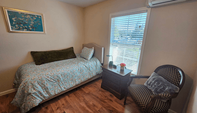 Cozy private room in a senior care facility