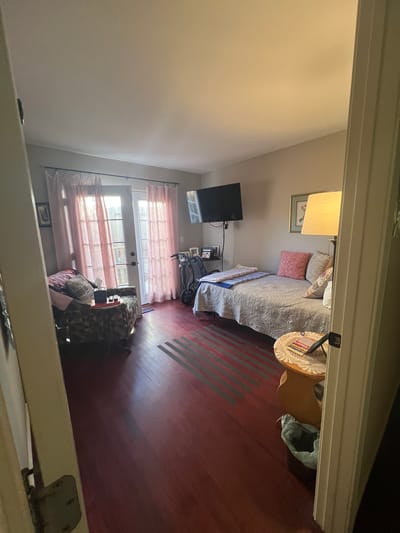 A cozy interior of a resident's room