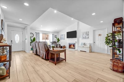 Bright and comfortable interior common area with seating