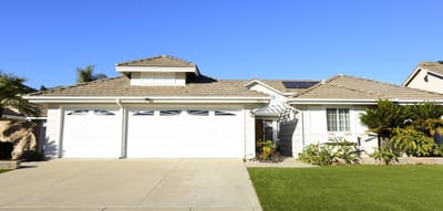 Exterior view of a residential building in bright sunlight