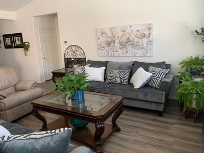 Interior of a cozy lounge with comfortable seating