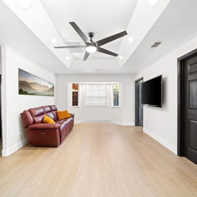 A well-lit interior living space with modern decor