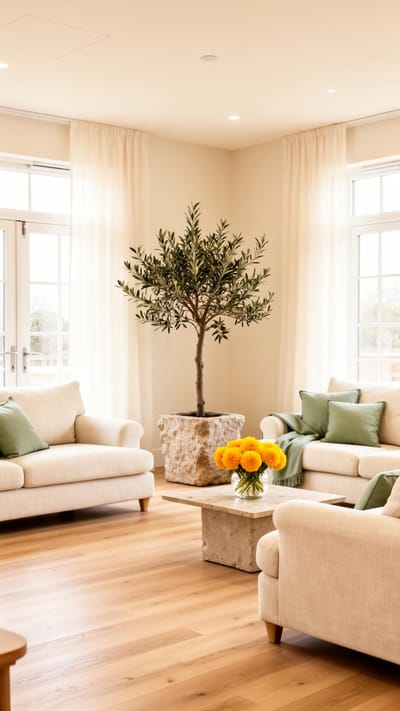 Bright common area with comfortable seating and decor