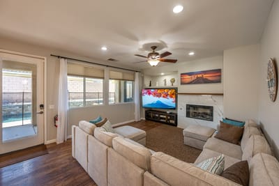 Cozy common area with seating and TV