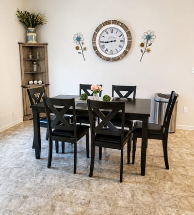 Dining area with a table and chairs