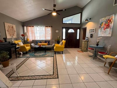 Bright common area in a senior living facility