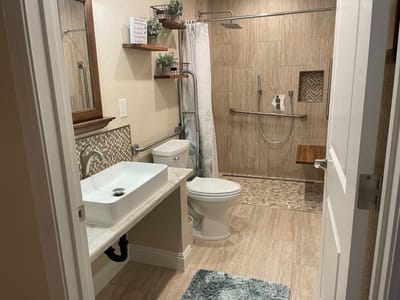 Well-equipped bathroom in a senior living facility