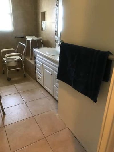 Bathroom interior with safety equipment