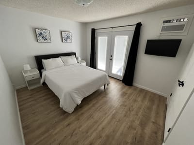 Bright and clean resident bedroom in assisted living facility
