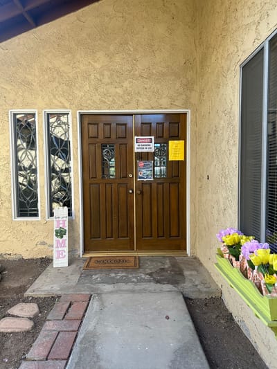 Entrance of the facility with signage