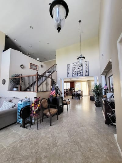 Interior view of a spacious living area with decor