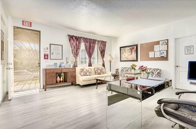 Bright lounge area with comfortable seating