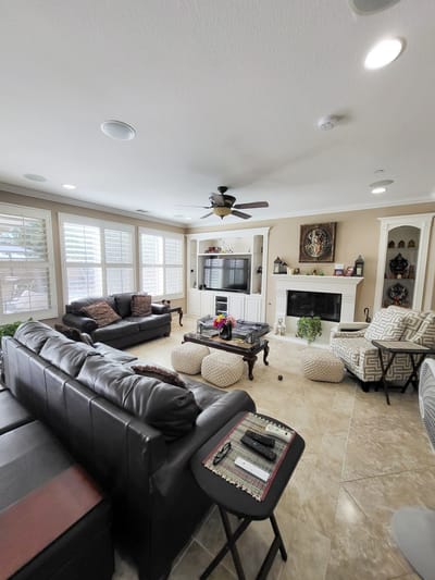 Cozy common area with seating and television