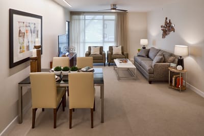 Spacious living area in a residential unit