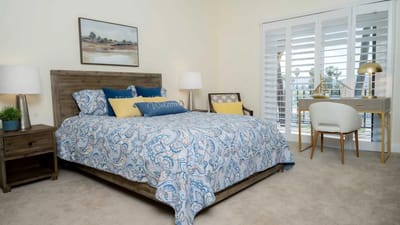 Stylish bedroom in an assisted living facility