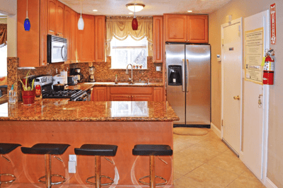 Interior view of a kitchen in a senior residence
