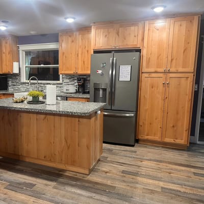 Modern kitchen interior with wooden cabinetry