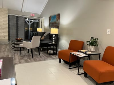 Comfortable seating area in a senior living facility