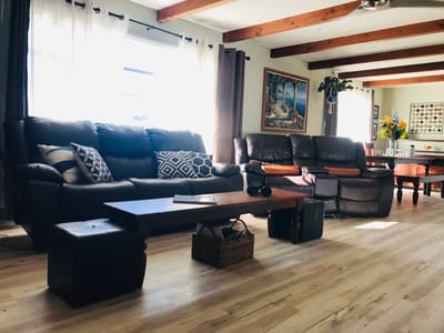 Bright common area with comfortable seating