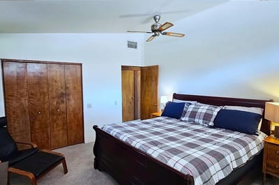 Well-furnished bedroom with a cozy bed