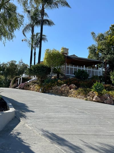Outdoor view of a landscaped area at the facility