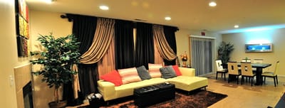 Interior view of a common area with seating