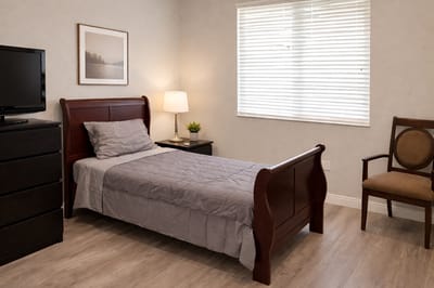 Cozy private resident room with warm lighting