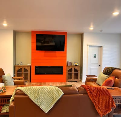 Cozy common area with comfortable seating and TV