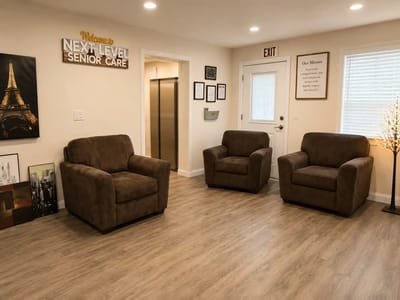 Comfortable seating area in a senior care facility