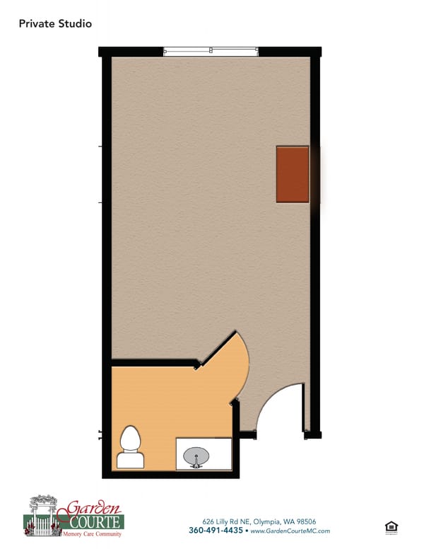 Architectural floor plan of a private studio room